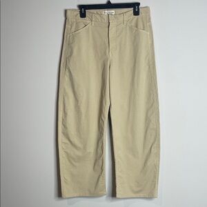 Nili Lotan | Women’s Beige Barrel Rounded Leg Cotton Pants Size 6